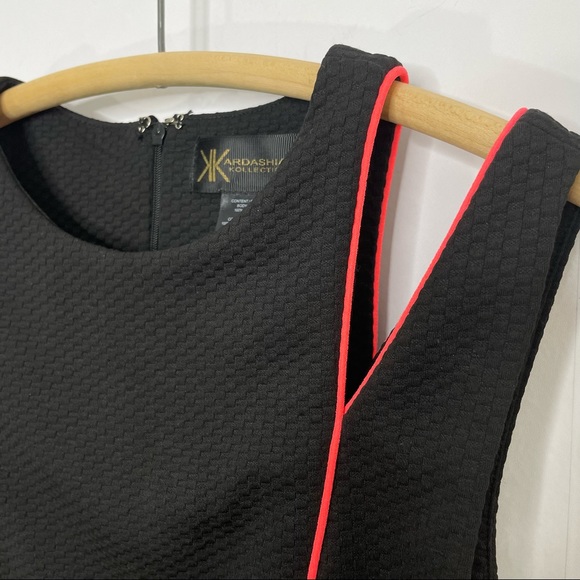 KARDASHIAN KOLLECTION Box Pleat Cutout A-Line Dress with Neon Trim - Sz. Medium - Picture 6 of 10